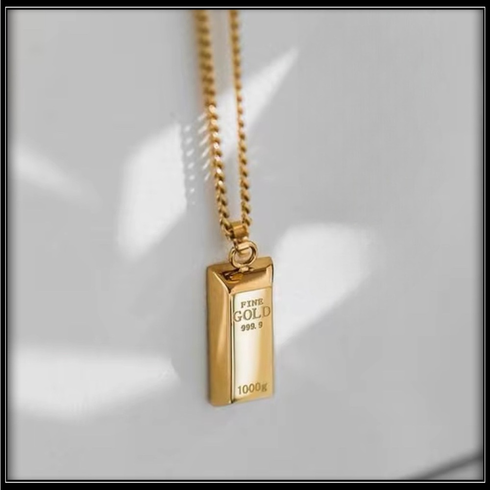 New Boss bullion block icon entrepreneur status rich cash gold digger necklace - Picture 2 of 4
